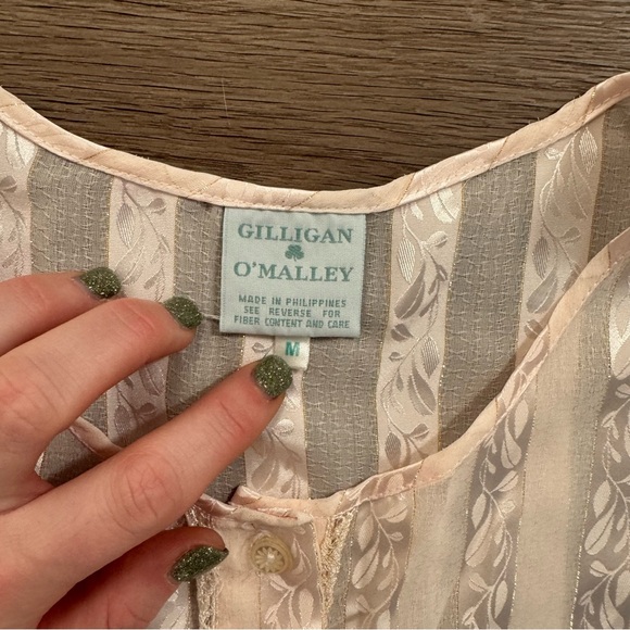 Coquette VTG Cropped Blush Pink Blouse with Metallic Thread Vintage Feminine - Picture 6 of 12